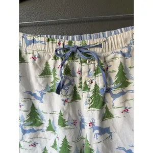 LL Bean Ladies Pajama Pants with Holiday Reindeer and Tree Print thumbnail 3