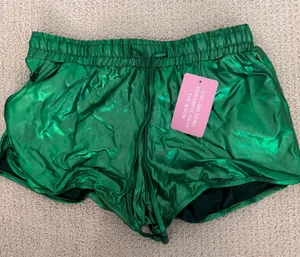 Green Metallic shorts Size L thumbnail 1