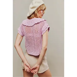 Free People Lily Pink Crochet Top thumbnail 3