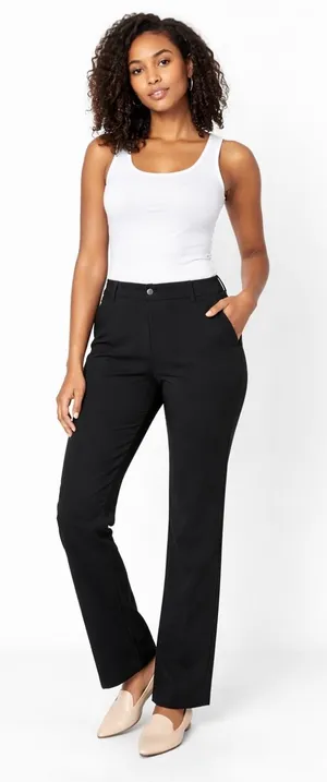 Betabrand Womens Dress Pant Yoga Pants Straight‎ Leg Black Size M Stretch Office thumbnail 1