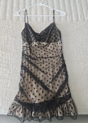 Revolve More to Come Black Polka Dot Mesh Mini Dress – Size Small thumbnail 1