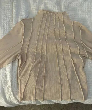 Ribbed Fall Turtleneck Tan Size M thumbnail 1