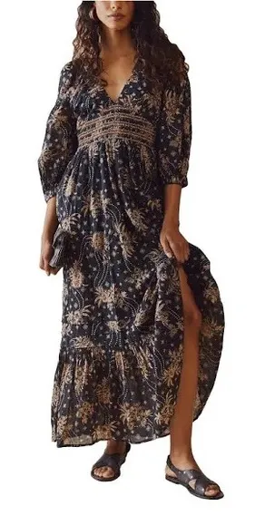 NWT Free People Women's Golden Hour Maxi Dress Black size XS thumbnail 1