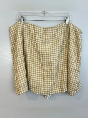 NWT Abercrombie & Fitch Ultra High Rise Scarlet Gingham Tan/White Mini Skirt XXL thumbnail 2