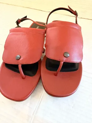 Longchamp le Pilage Shield leather Sandal red Size EU 41 US 10 made in Italy NEW thumbnail 4