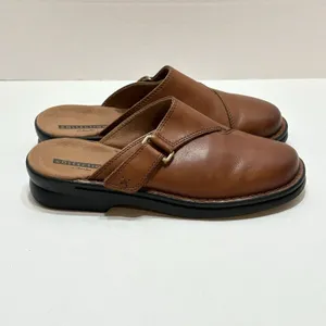 Clarks Women's Brown Leather Soft Cushion Clog Mule Size 7.5 Slip On thumbnail 2