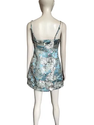 Urban Outfitters Blue and Silver Patterned Dress thumbnail 5