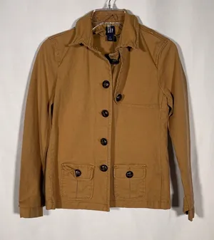GAP WOMENS TAN BUTTON COTTON UTILITY JACKET XS thumbnail 1