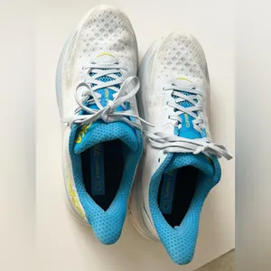 Hoka One One White and Blue Athletic Shoes thumbnail 2