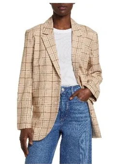 Treasure & Bond Oversize Plaid Blazer Women’s X-Large Tan Avery Plaid thumbnail 2
