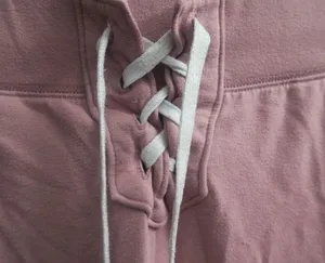 PINK Victoria's Secret shoelace front leggings pink nation on left leg drawstring in pink and white size medium. thumbnail 6