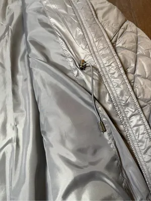 French Connection Large Silver Quilted Longline Bomber Jacket Coat thumbnail 10