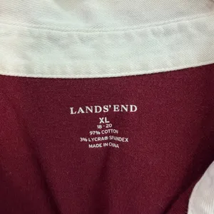 Lands' End maroon collared layered cotton stretch button‎ neck polo shirt XL thumbnail 3