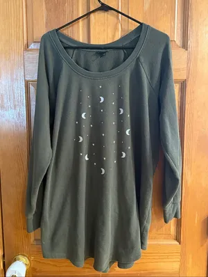 Torrid olive green sweatshirt with crescent moon & stars size 2. (2X) thumbnail 1