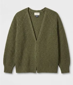 Universal Threads Cozy Olive Green Chunky Knit Cardigan, Size Small thumbnail 1