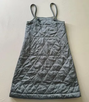 Quilted Puffer Overall Dress Gray thumbnail 1