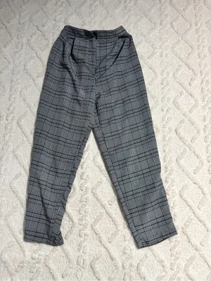 H&M plaid fitted pants size 2 thumbnail 1