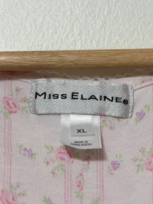 Miss Elaine Floral Nightgown Size XL White Pink Lace Vintage Y2K thumbnail 3