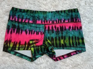 FLEO Tie Dye Athletic Shorts Womens‎ Medium Pink Teal Green Excellent Low Rise thumbnail 1