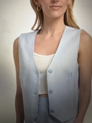 New Calvin Klein Linen Blend Button Front Vest-S thumbnail 8