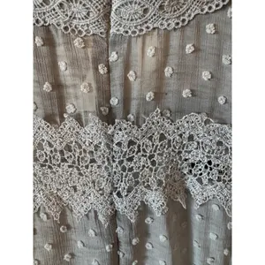 POL Grey Swiss Dot Lace Crochet Sleeveless Ruffle High Neck Boho Blouse Medium thumbnail 8