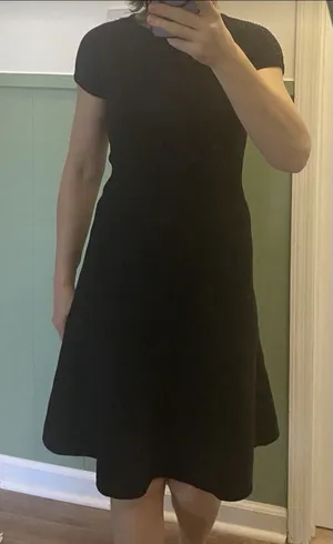 BOSS Hugo Boss Black Knit Fit & Flare Dress XS Ribbed Cap Sleeve thumbnail 2