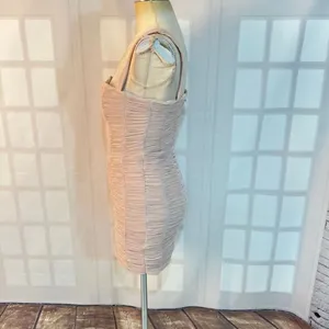 House of CB London Pink Cate Ruched Mesh Square Neck Bodycon Mini Dress Medium thumbnail 9