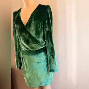 Reformation Bordeau Velvet Dress Emerald size med thumbnail 12