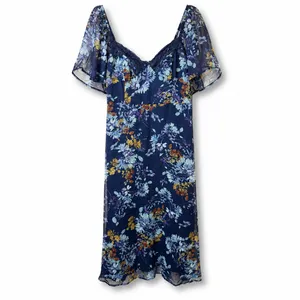 NEW Lulus Valla Navy Blue Sweet Floral Flutter Sleeve A-Line Midi Dress XXL thumbnail 6
