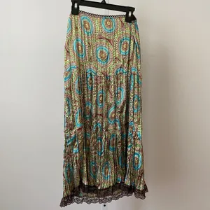 VTG Julie's Closet M‎ Multicolor Y2K Fairy 90s Maxi Skirt Lace Trim Boho Cottage thumbnail 7
