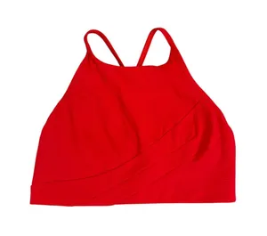 Lululemon Flow Y Wrap Front High Neck Activewear Sports Bra Red Size 4 thumbnail 1