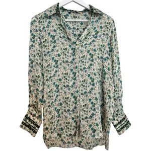 Zara basics floral long sleeve satin BB button down xsmall thumbnail 7