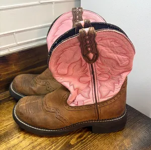 Justin Brown And Pink Boots Size‎ 8 thumbnail 1