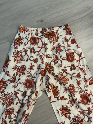 Marc New York White Pants with‎ Orange Floral Accents 55% Linen thumbnail 2