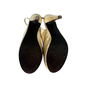 Calvin Klein Portia Gold Metallic Slingback Peep Toe Heels E8539‎ Size 7.5M thumbnail 7