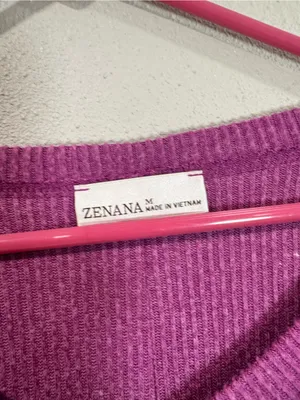Zenana Outfitters V-Neck Ribbed Sweater in Fuchsia thumbnail 3