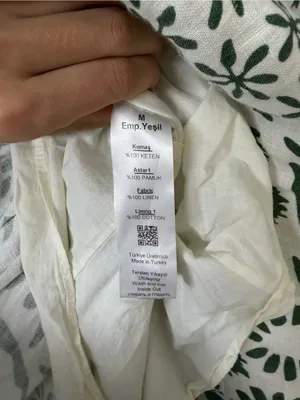 ADL‎ 100% Linen Mini Dress Geometric Pattern Green and Off White Size Medium thumbnail 9