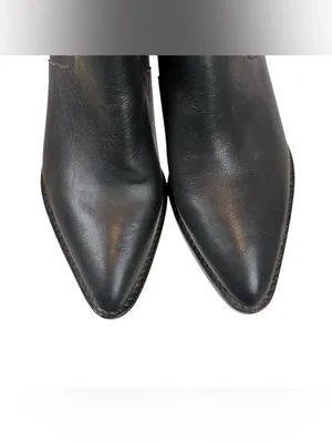 J. Crew Black Leather Point‎ Toe Heeled Chelsea Western Ankle Boots Size 8 thumbnail 9