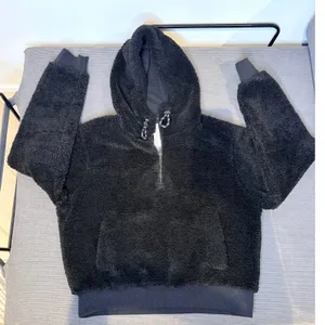 Lululemon Textured Fleece 1/2 Zip Hoodie Women 12 Black LW3FLRS NWT Plush Cozy thumbnail 7