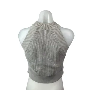 Aritzia Wilfred Women's Gray Ribbed Knit High Neck Sleeveless Crop Top Size M thumbnail 4