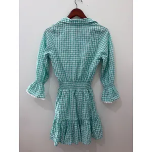 Walker & Wade MIa Mint Green Gingham Smocked‎ Mini Dress XS Cottagecore Coastal thumbnail 6