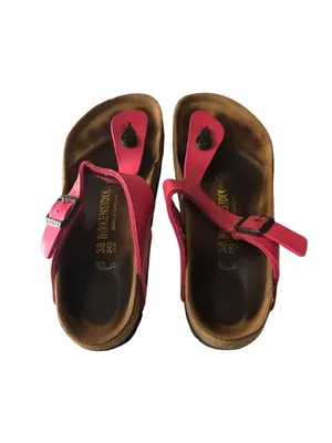Birkenstock Gizeh Birko-Flor Patent Sandals Pink 38 Women's Size 7 thumbnail 5