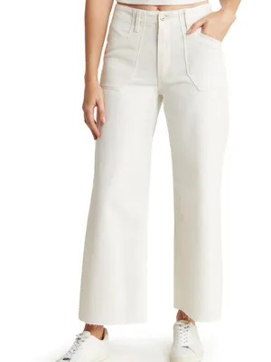 Paige Anessa Raw Hem High Waist Crop Wide Leg Utility Jeans thumbnail 2