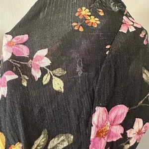 American Eagle Outfitters Black Tie Back Floral Pink Orange Jumpsuit Size L thumbnail 4
