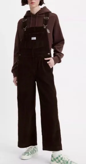 Levi’s Premium Wide Leg Corduroy Brown Overalls Women’s XS thumbnail 1