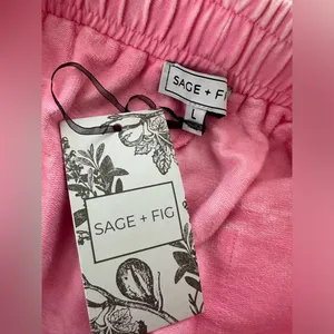 SAGE + FIG Mineral Washed Terry Wide Leg Pants size large pink thumbnail 5