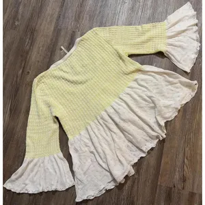 Free People Boho Hippie Bell Sleeve Peekaboo Lace Crochet Sweater Medium‎ thumbnail 13