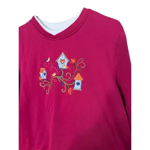 Vintage Studio Works Sport Magenta Embroidered Birdhouse Sweatshirt Size M thumbnail 2