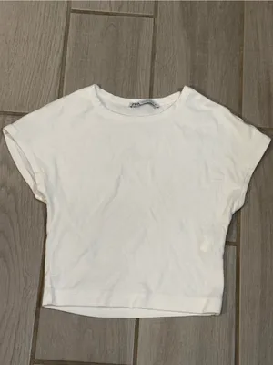 Zara Cream Cropped Crewneck Tee thumbnail 4