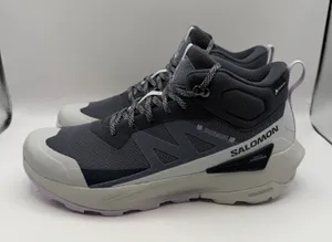 Salomon Elixir Activ Mid Waterproof Hiking Boots Shoes Womens Sz 9.5 Gray White‎ thumbnail 1